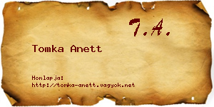 Tomka Anett névjegykártya